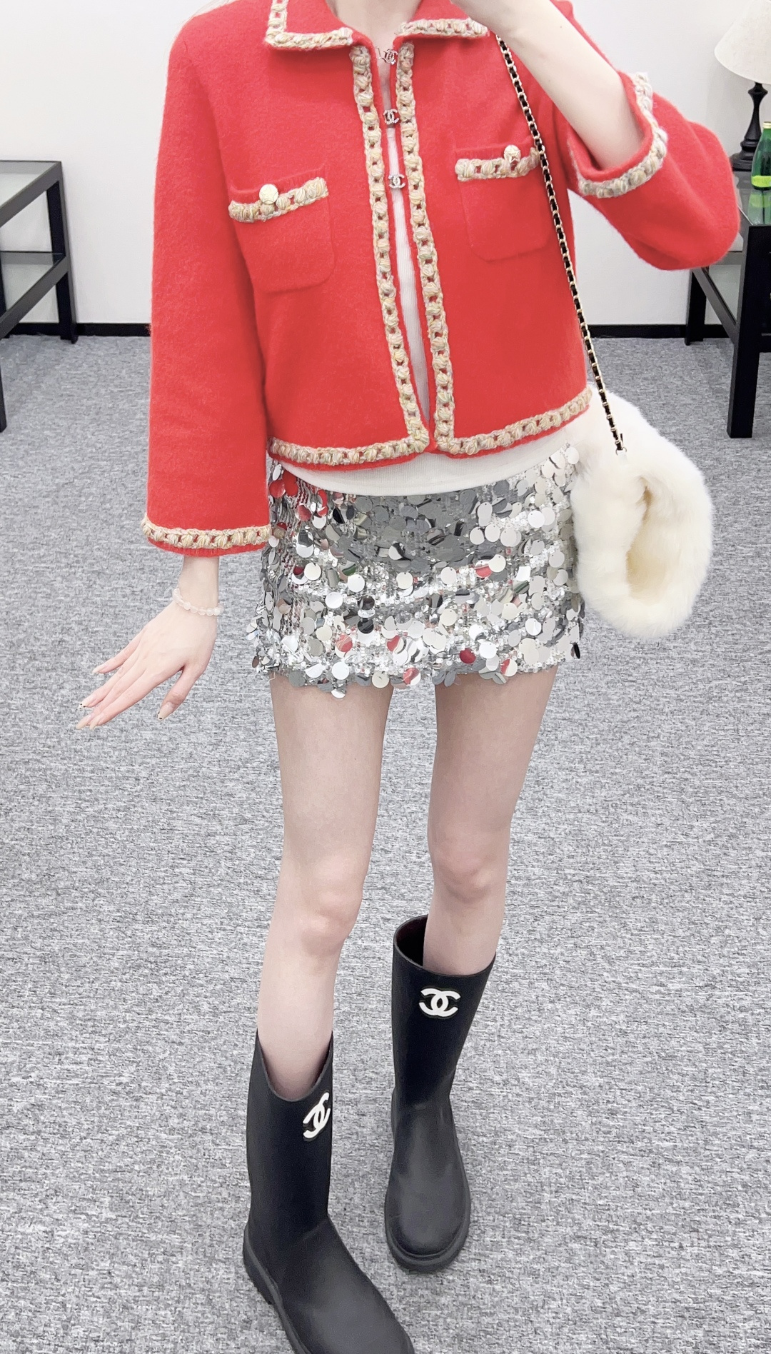 샤넬(Chanel) 배색 트림 캐시미어 가디건 의류