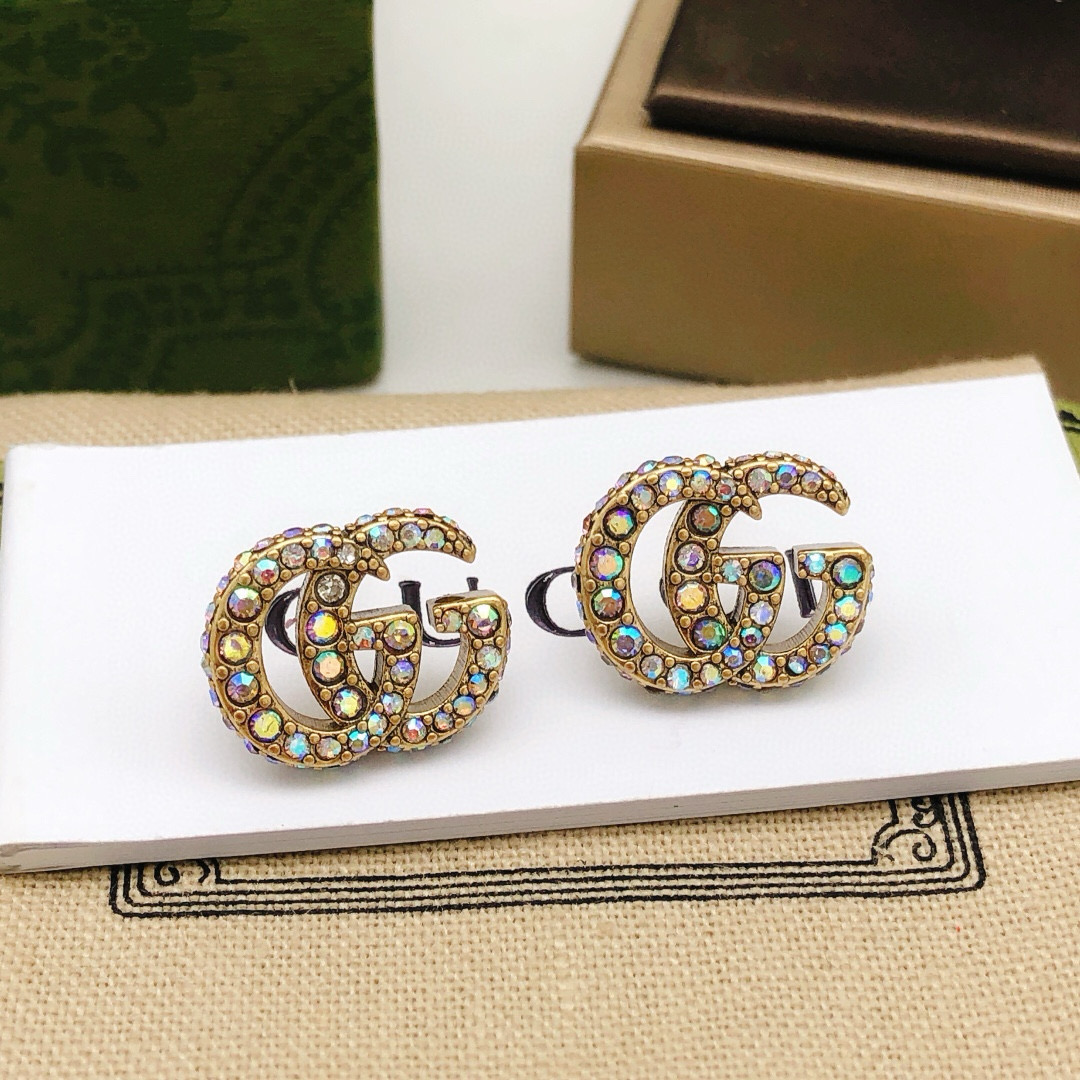 구찌(Gucci) 최신상 멀티 컬러 크리스탈 미니 귀걸이 악세사리