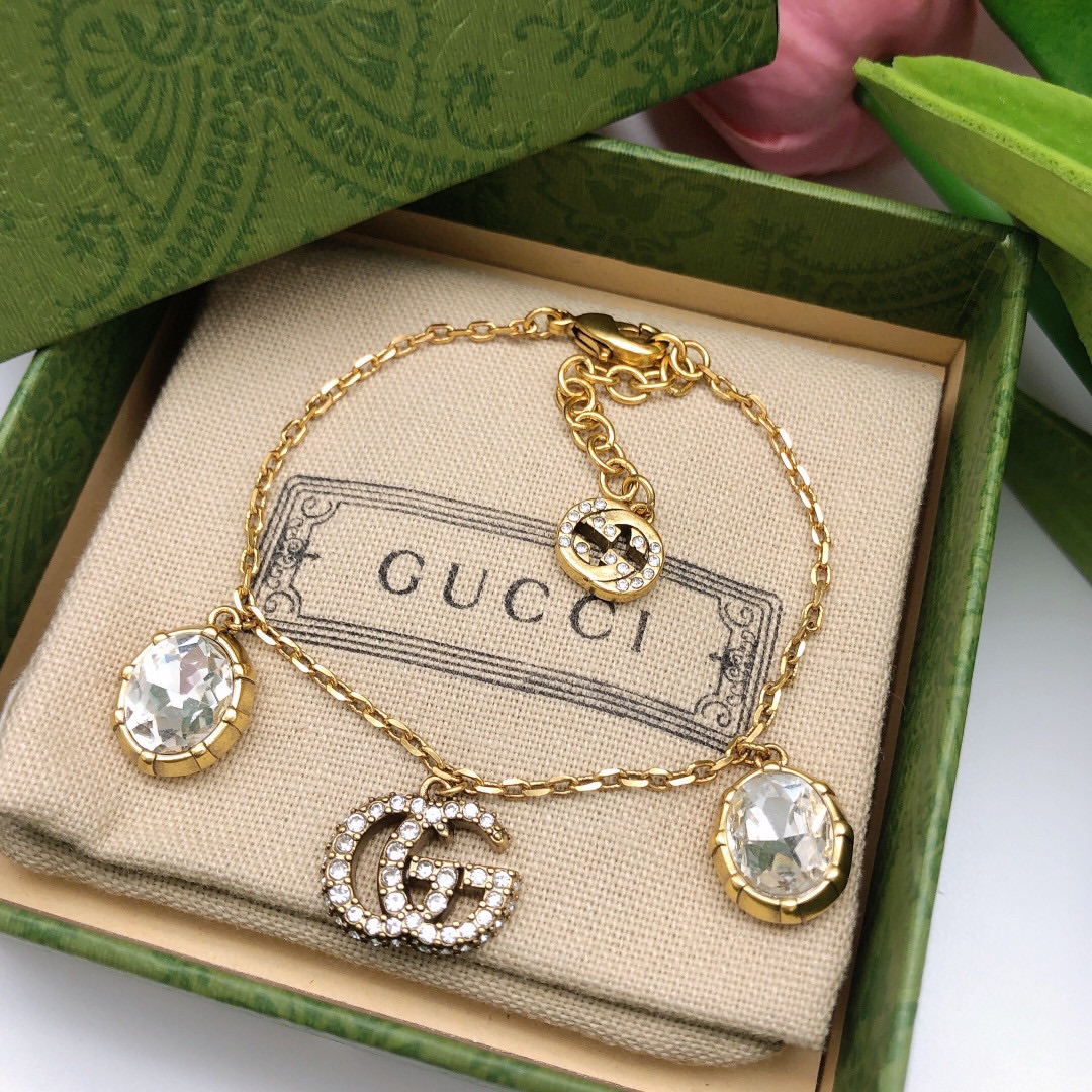 구찌(Gucci) 빈티지 더블 G 젬스톤 팔찌 악세사리