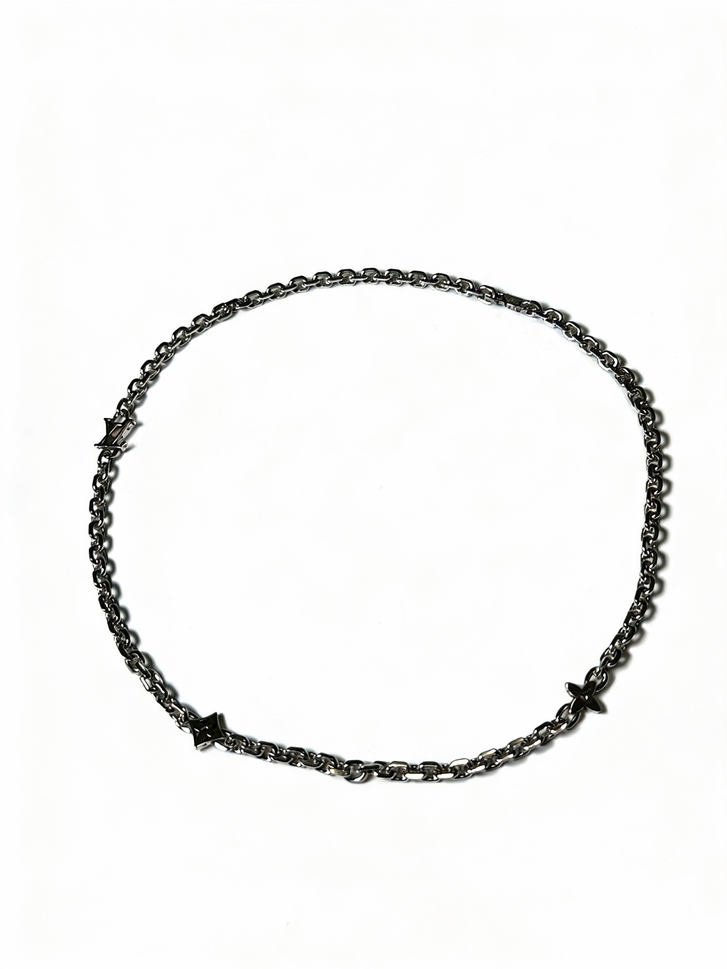 루이비통(LV) 빈티지 실버 락앤롤 롱 체인 목걸이 악세사리