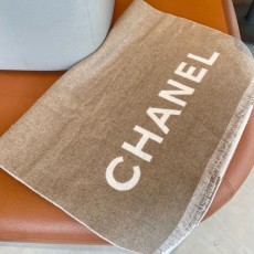 Chanel 샤넬 · 시그니처 로고 워터웨이브 캐시미어 숄 머플러 목도리 스카프