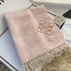 LOEWE 로에베 · 아나그램 플로킹 자수 체크 머플러 목도리 스카프