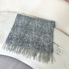 LOEWE 로에베 · 아나그램 플로킹 자수 체크 머플러 목도리 스카프
