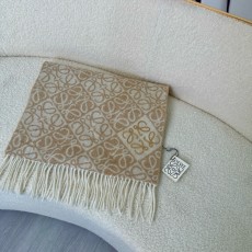LOEWE 로에베 · 아나그램 플로킹 자수 체크 머플러 목도리 스카프