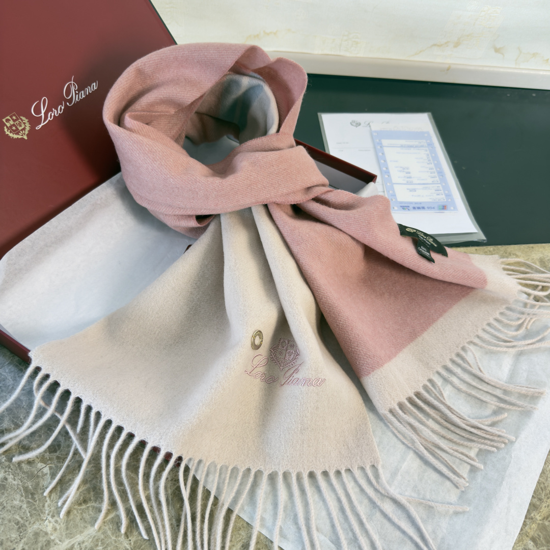 Loro Piana 로로 피아나 · 프리미엄 수파문 배색 머플러 목도리 스카프