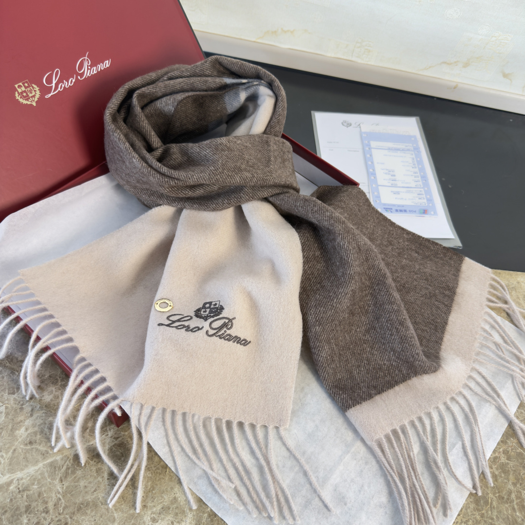 Loro Piana 로로 피아나 · 프리미엄 수파문 배색 머플러 목도리 스카프
