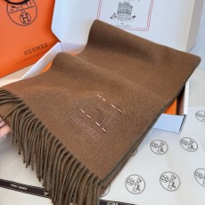 Hermes 에르메스 · 리버서블 H 엠브로이더리 머플러 목도리 스카프