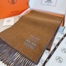 Hermes 에르메스 · 리버서블 H 엠브로이더리 머플러 목도리 스카프