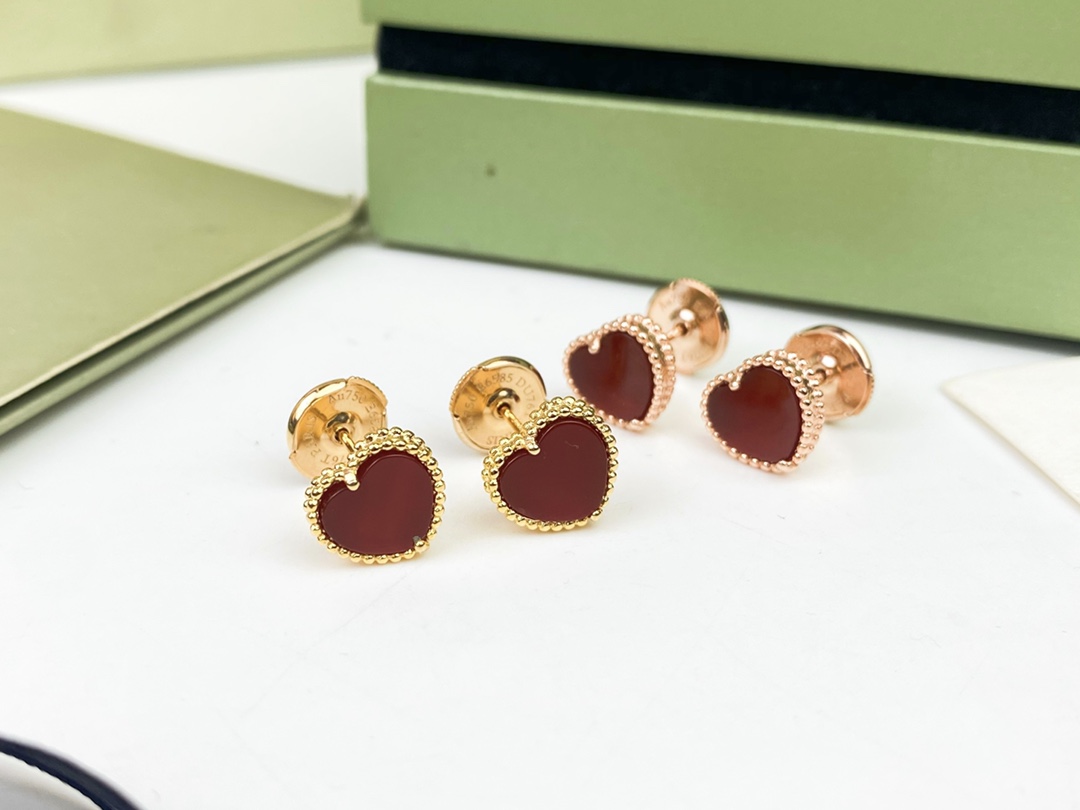 Van Cleef & Arpels VCA · 반클리프 아펠 레드 커넬리언 하트 귀걸이 악세사리