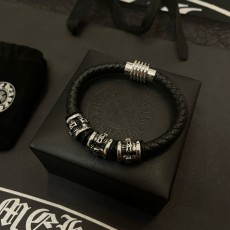 크롬하츠(Chrome Hearts) 스컬 가죽 코드 팔찌 악세사리