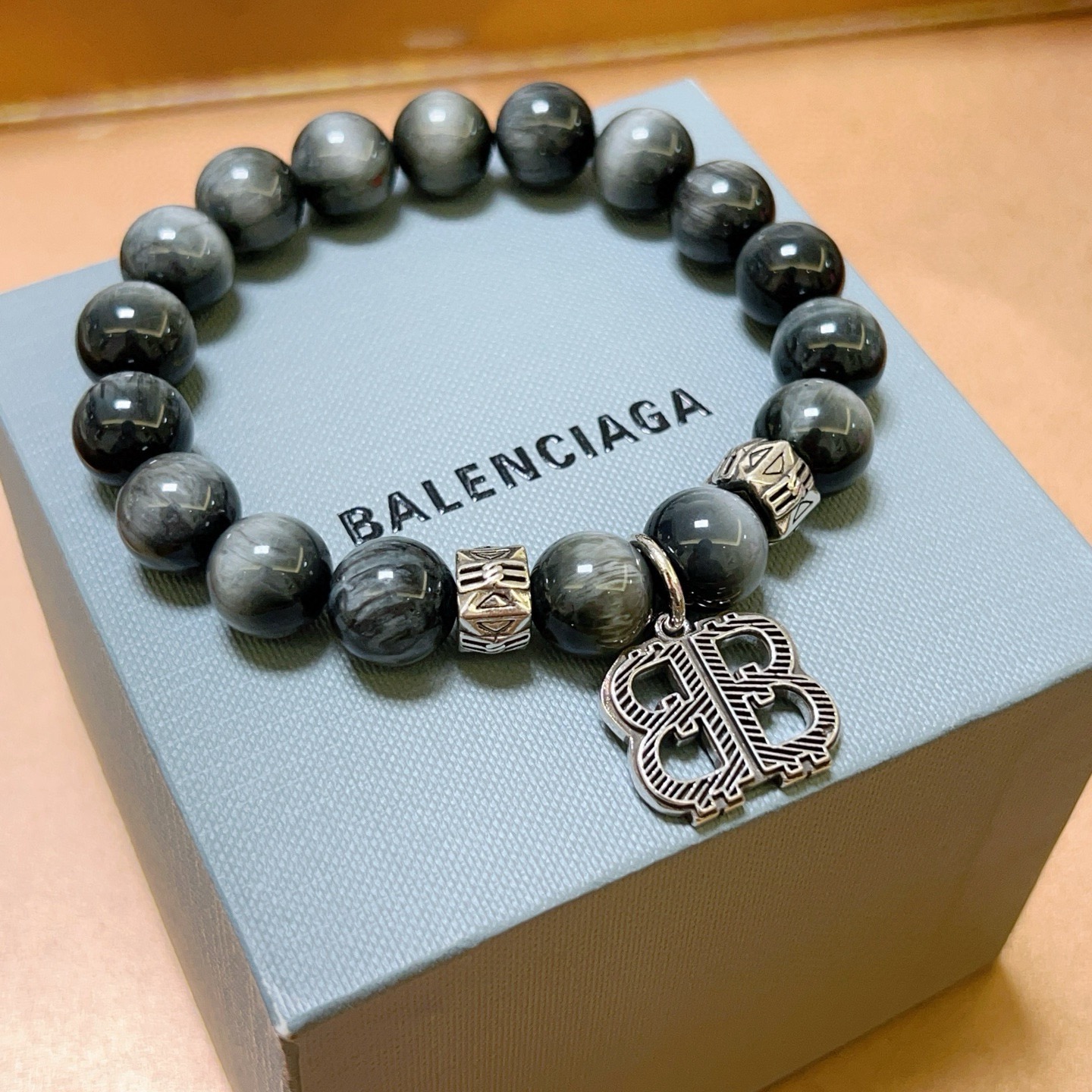 발렌시아가(Balenciaga) 천연 원석 빈티지 타이 실버 팔찌 악세사리