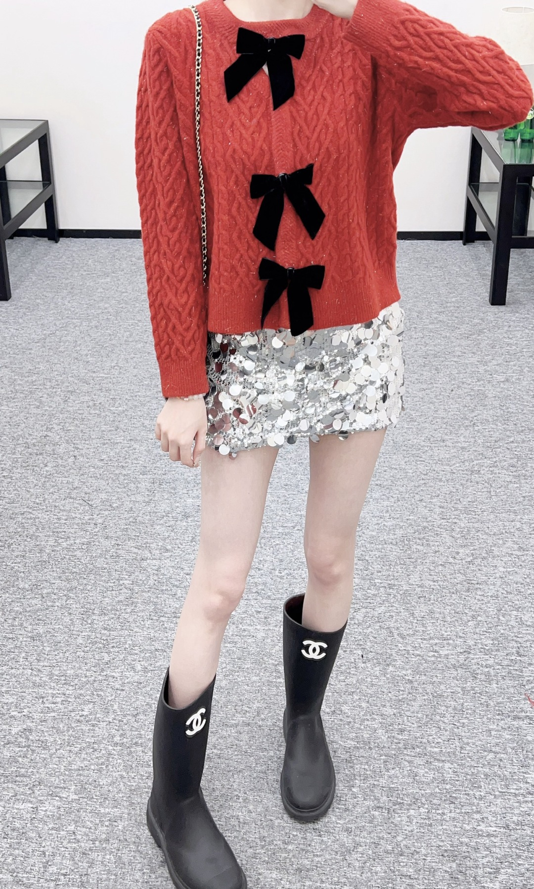 샤넬(Chanel) 리본 꽈배기 니트 가디건 의류