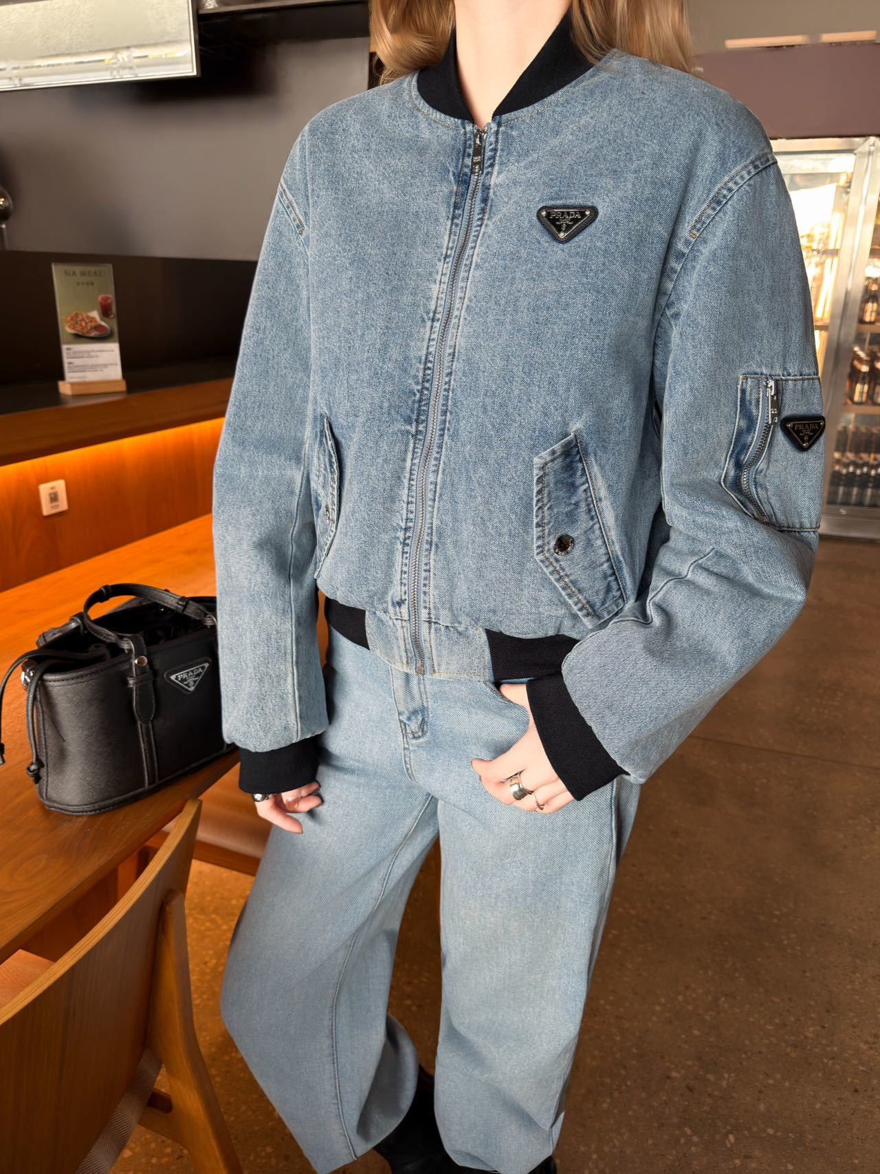 프라다(Prada) 데님 패딩 바시티 자켓 재킷 의류