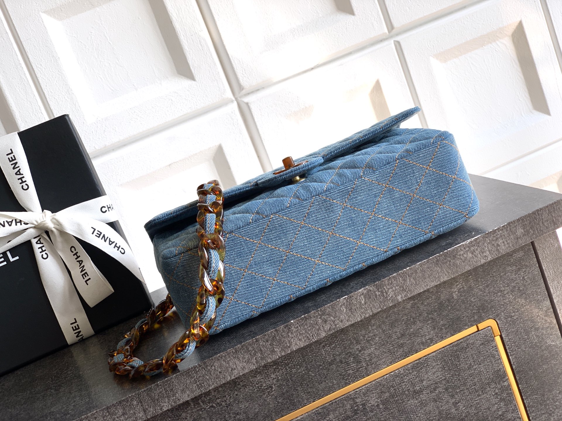 CHANEL 샤넬 빈티지 아카이브 레진 앰버 CF백 가방 Large 25cm