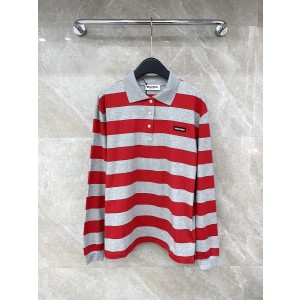 miumiu 미우미우 컨트라스트 로고 패치 스트라이프 긴팔 티셔츠 의류