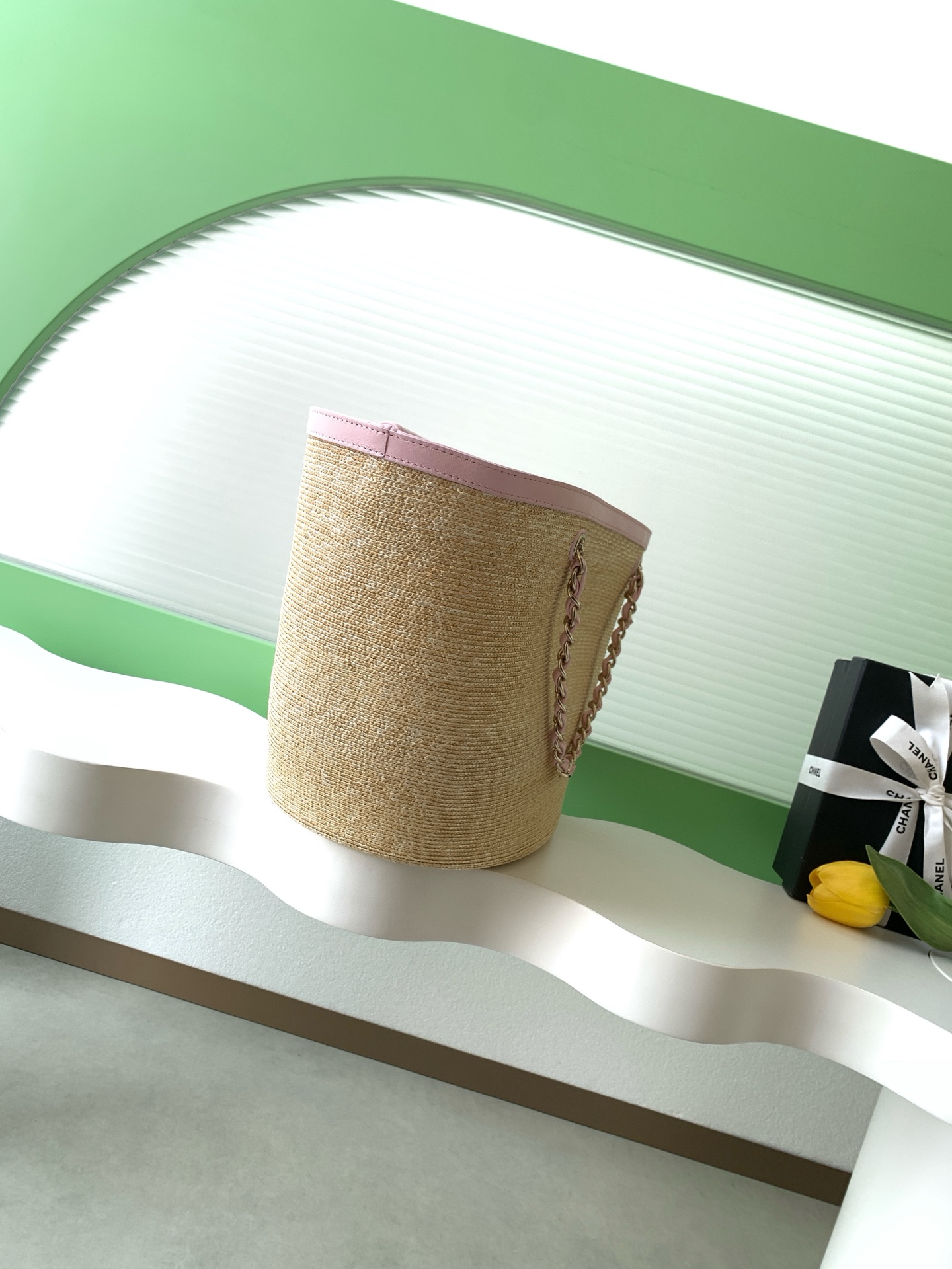 Chanel 샤넬 26C 라피아 믹스 바스켓백 (핑크/라지) 가방