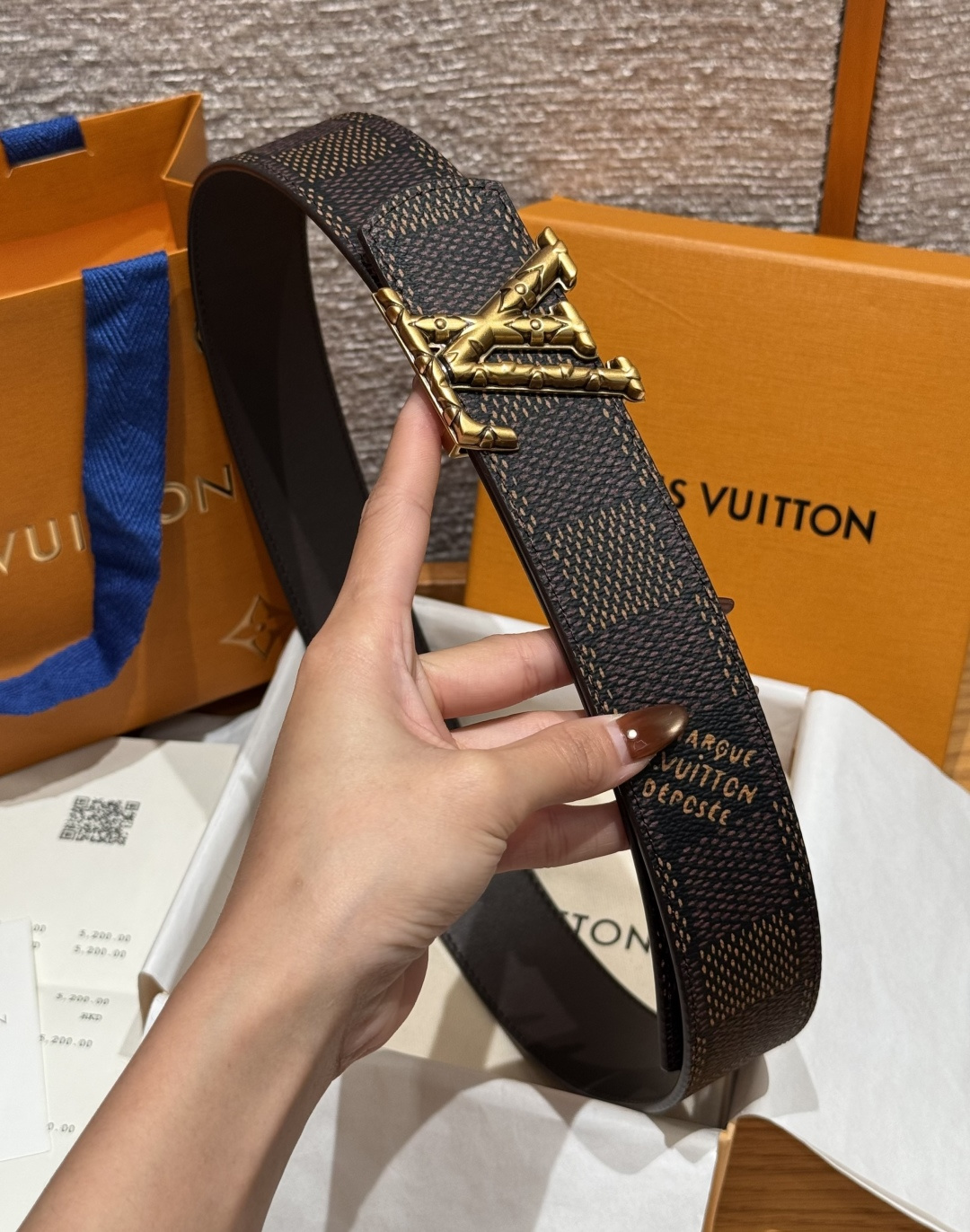 LV 루이비통 이니셜 다모플라쥬(DAMOFLAGE) 40mm 양면 리버시블 벨트