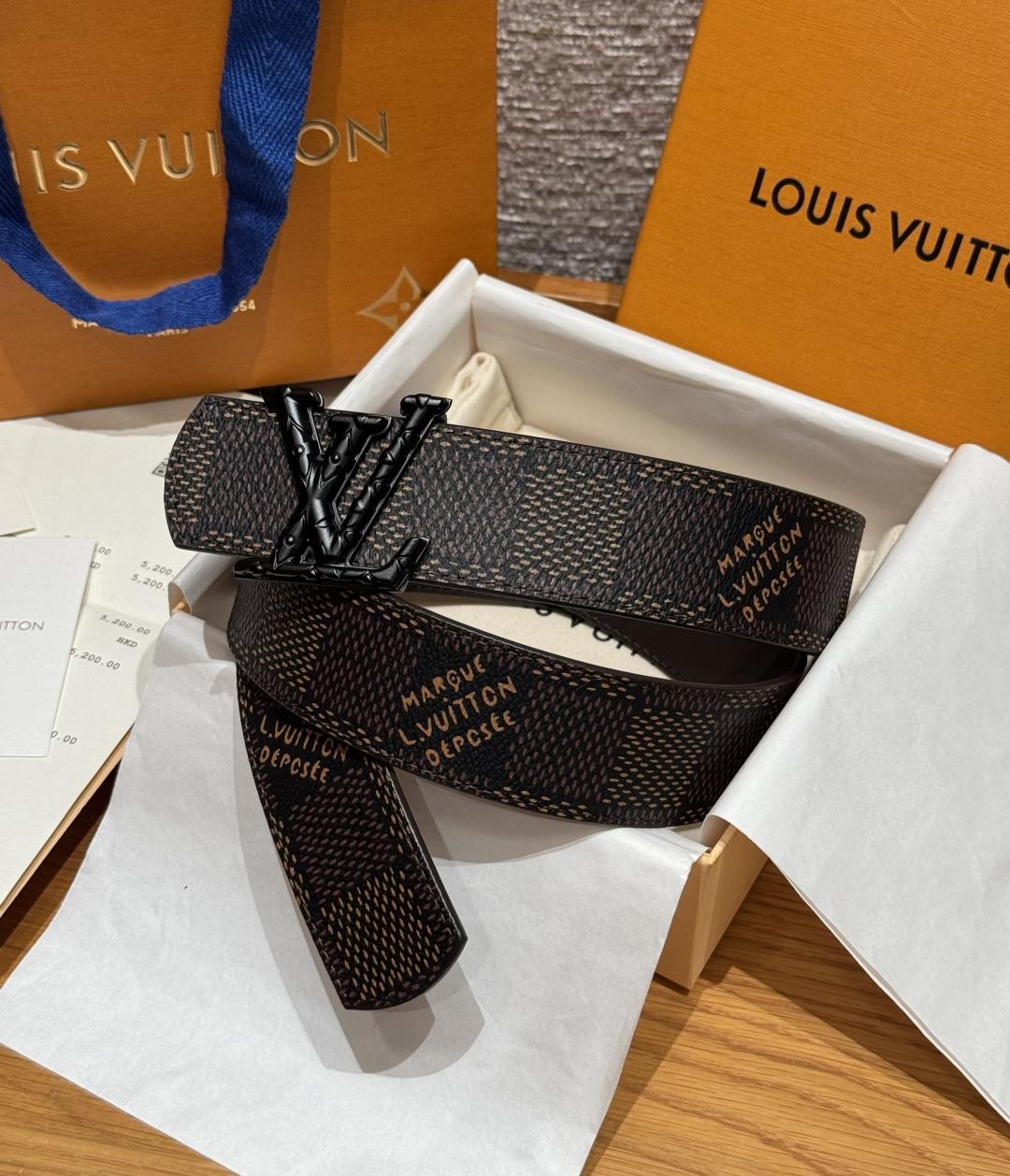 LV 루이비통 이니셜 다모플라쥬(DAMOFLAGE) 40mm 양면 리버시블 벨트