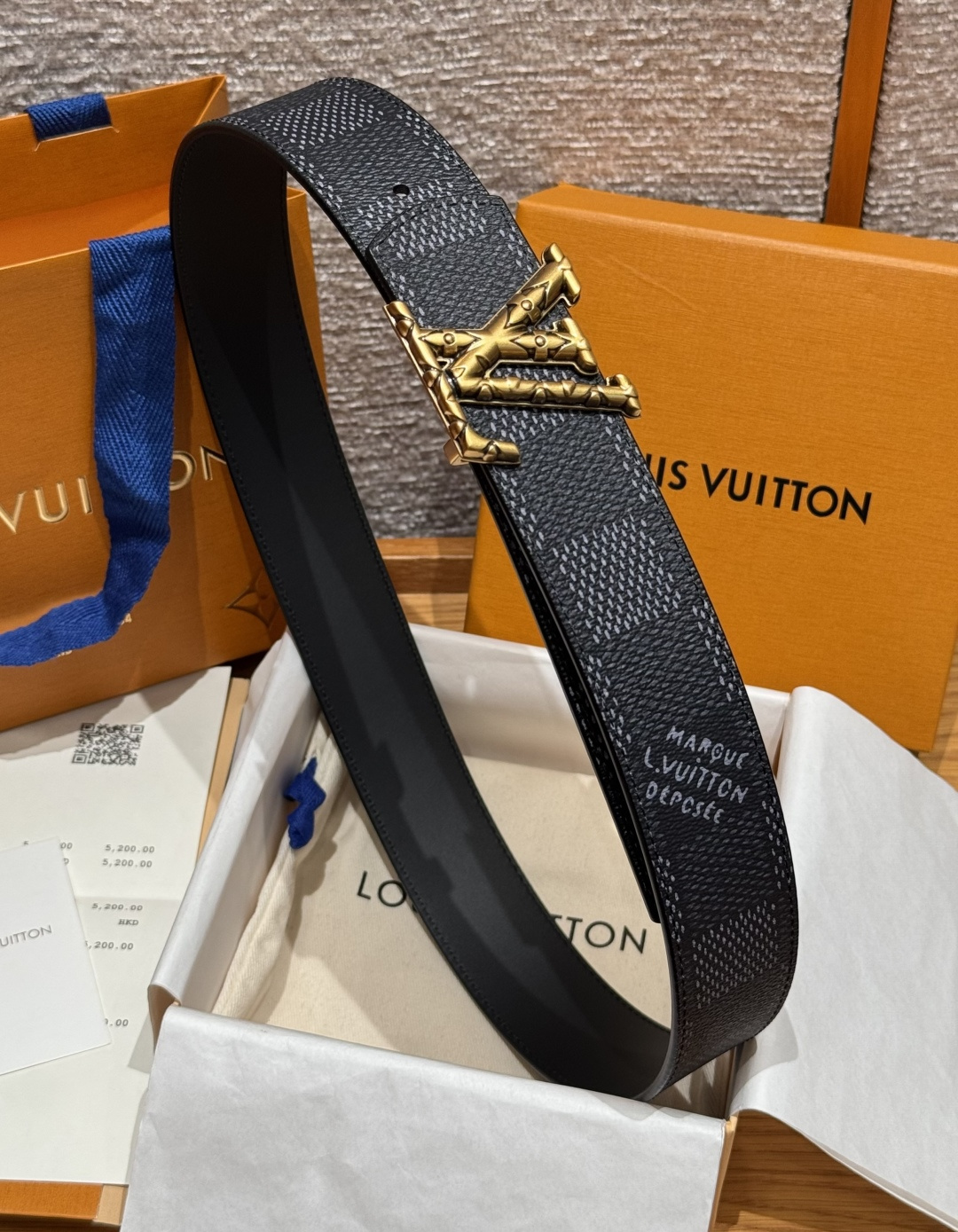 LV 루이비통 이니셜 다모플라쥬(DAMOFLAGE) 40mm 양면 리버시블 벨트