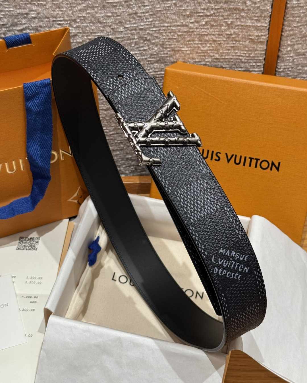 LV 루이비통 이니셜 다모플라쥬(DAMOFLAGE) 40mm 양면 리버시블 벨트