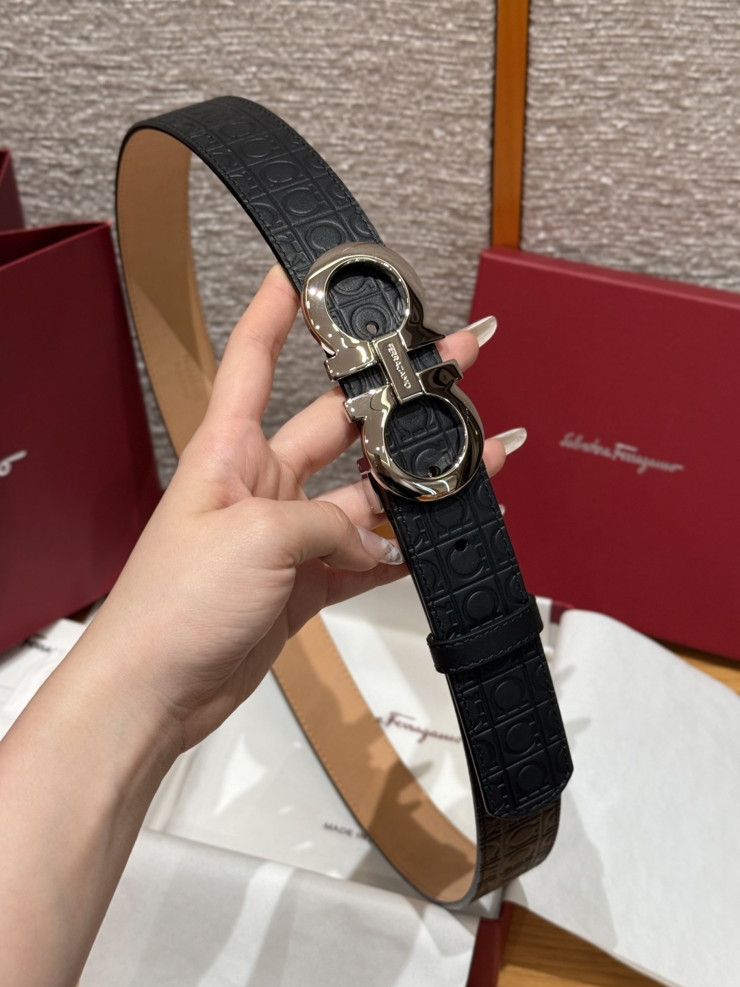 페라가모(Ferragamo) 양면 조절식 Gancini 간치니 벨트