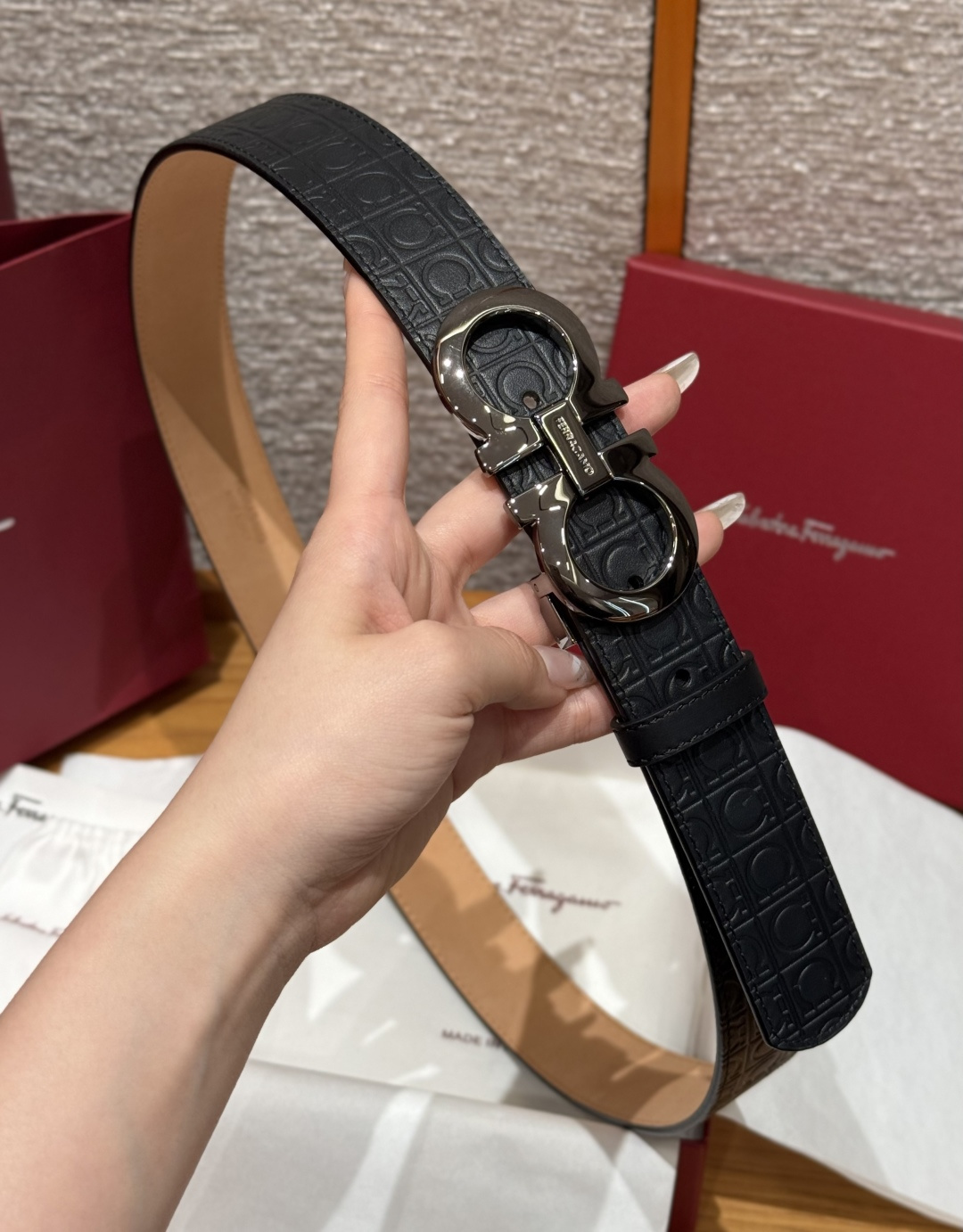 페라가모(Ferragamo) 양면 조절식 Gancini 간치니 벨트