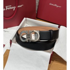 페라가모(Ferragamo) 양면 조절식 Gancini 간치니 해머드 레더 벨트