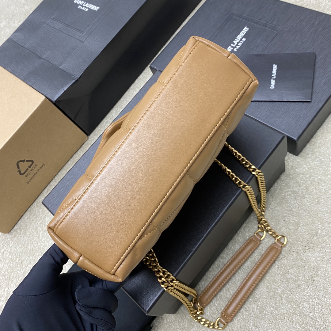 생로랑(YSL) 루루 푸퍼(Loulou Puffer) 미니 카라멜 램스킨 숄더백 가방