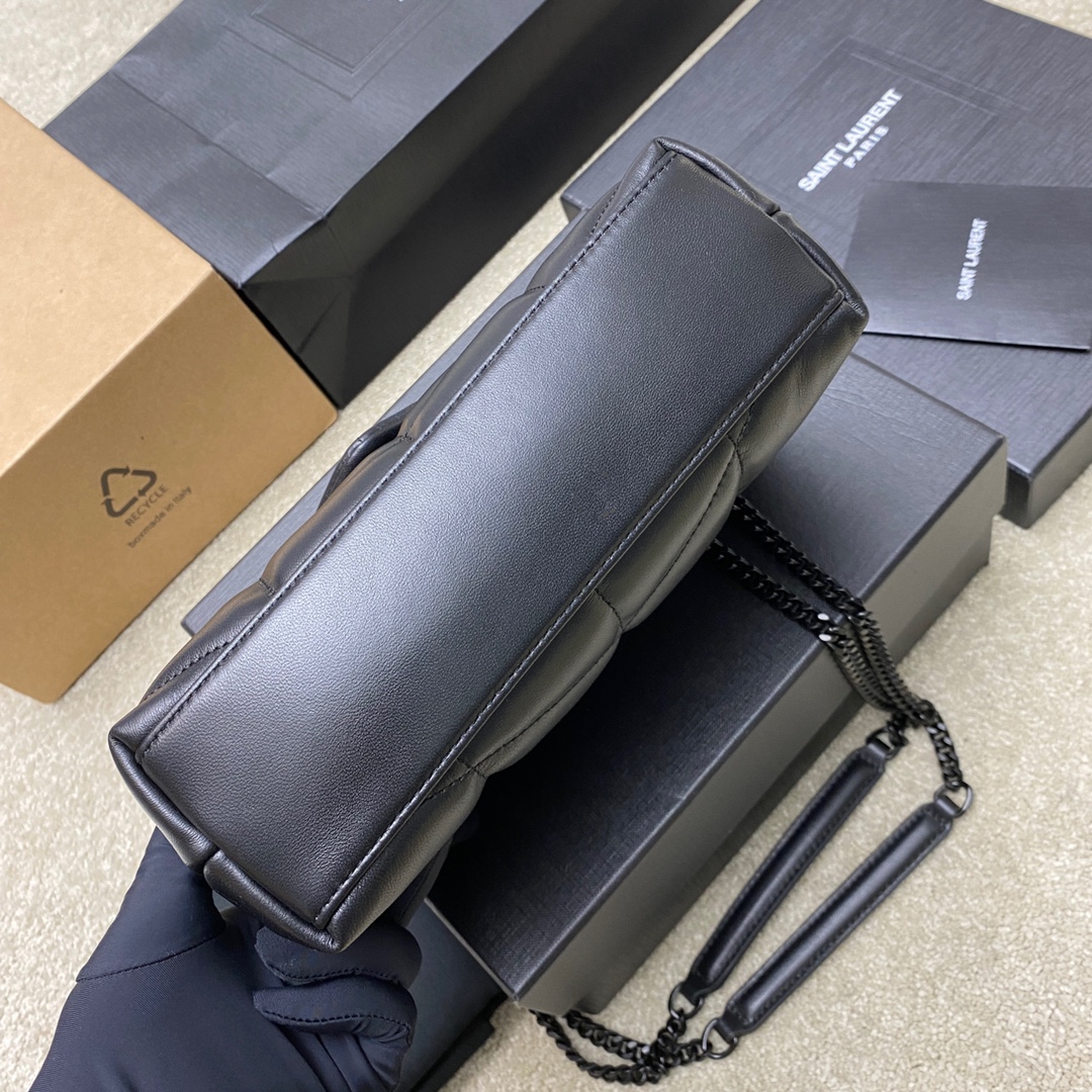 생로랑(YSL) 루루 푸퍼(Loulou Puffer) 미니 블랙 램스킨 (건메탈) 숄더백 가방