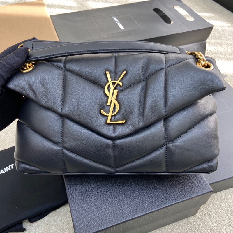 생로랑(YSL) 루루 푸퍼 미디움 블랙 (빈티지 골드) 숄더백 가방