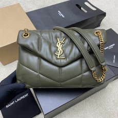 생로랑(YSL) 루루 푸퍼(Loulou Puffer) 미디움 그린 (빈티지 골드) 숄더백 가방