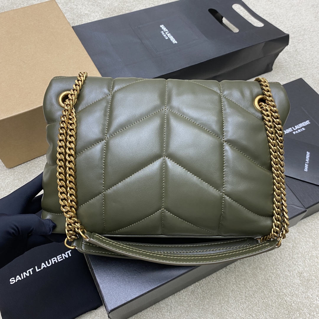 생로랑(YSL) 루루 푸퍼(Loulou Puffer) 미디움 그린 (빈티지 골드) 숄더백 가방