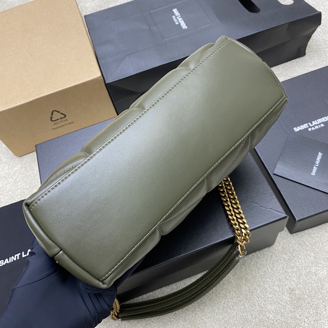 생로랑(YSL) 루루 푸퍼(Loulou Puffer) 미디움 그린 (빈티지 골드) 숄더백 가방
