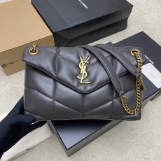생로랑(YSL) 루루 푸퍼(Loulou Puffer) 미디움 시티 그레이 (골드) 숄더백 가방