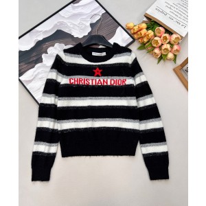 디올(DIOR) CD 스트라이프 별 레터링 자카드 긴팔 니트 의류