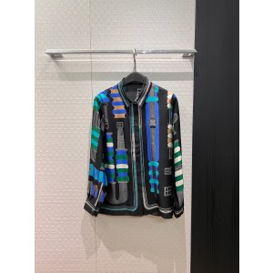 Hermes 에르메스 로고 프린트 실크 트윌 셔츠 의류