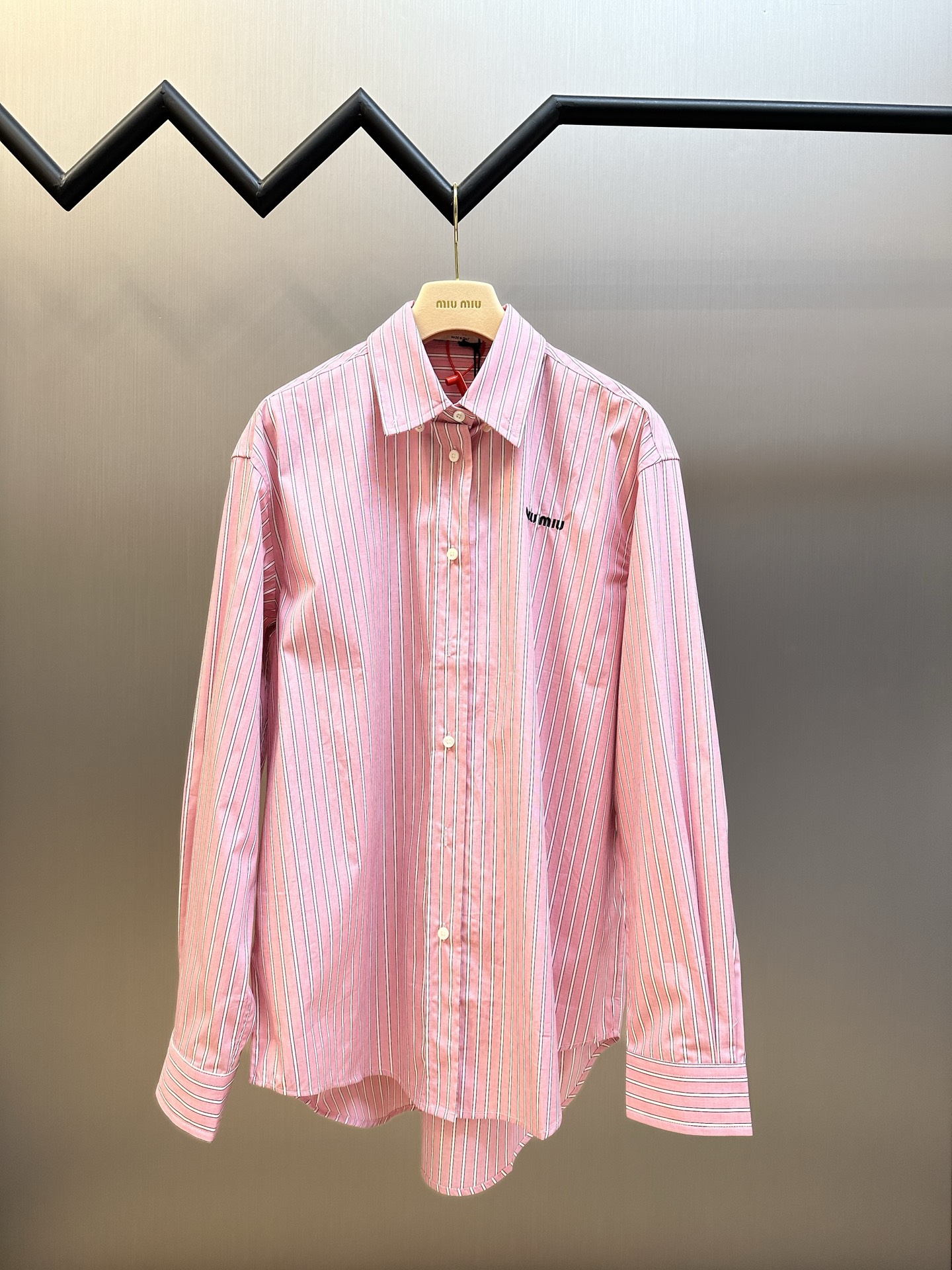 미우미우(MiuMiu) 로고 핑크 체크 셔츠 의류