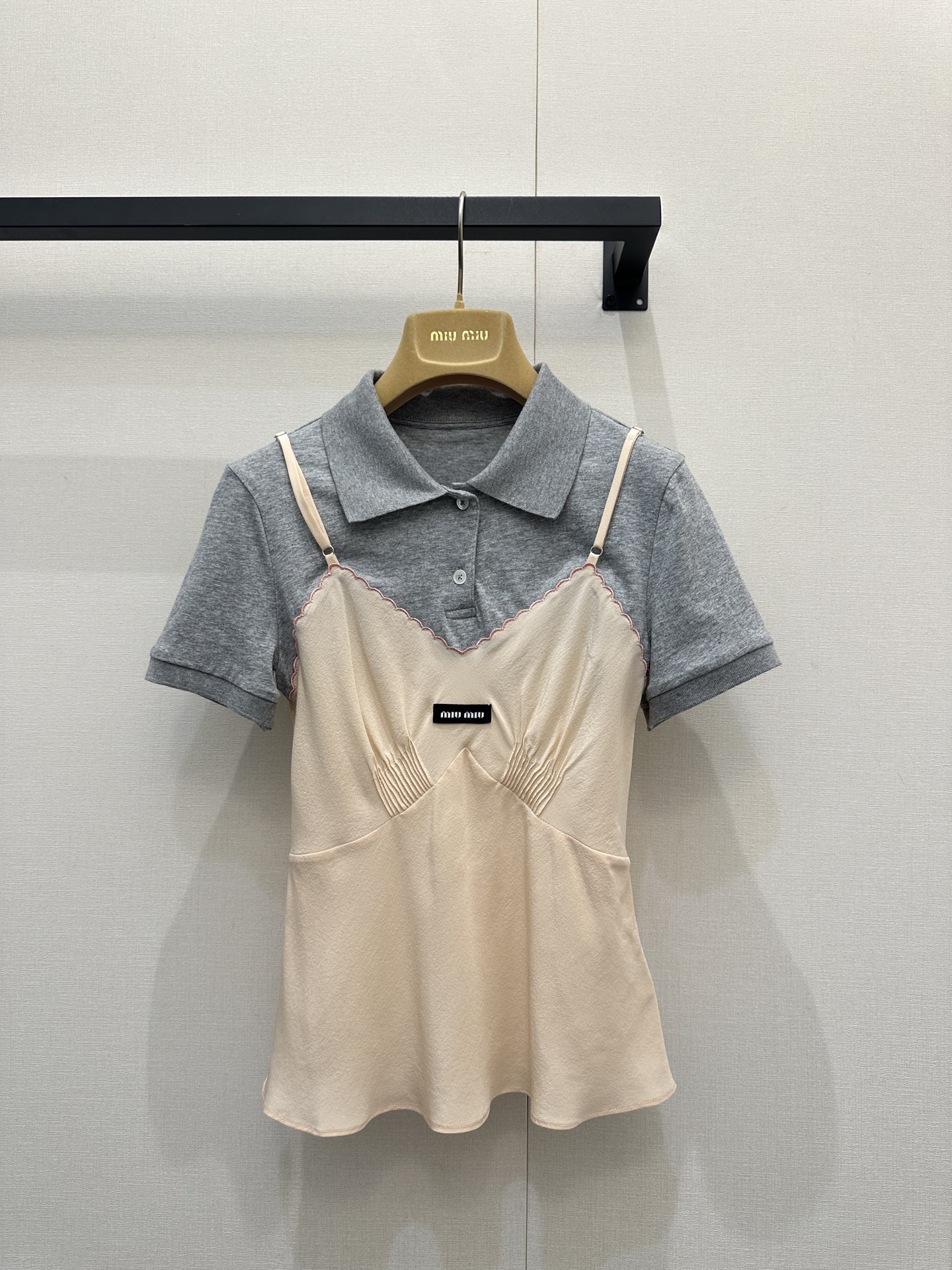 miumiu 미우미우 레이어드 셔츠 슬립 원피스 상의 의류