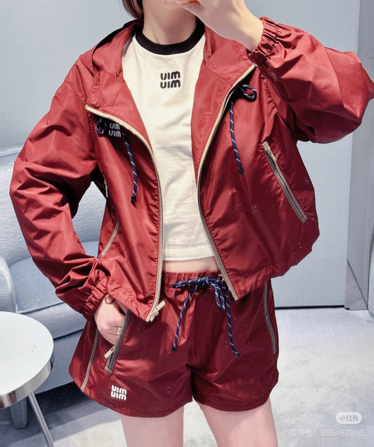 MiuMiu 미우미우 리나일론 후드 자켓 재킷 & 팬츠 바지 셋업 세트 의류