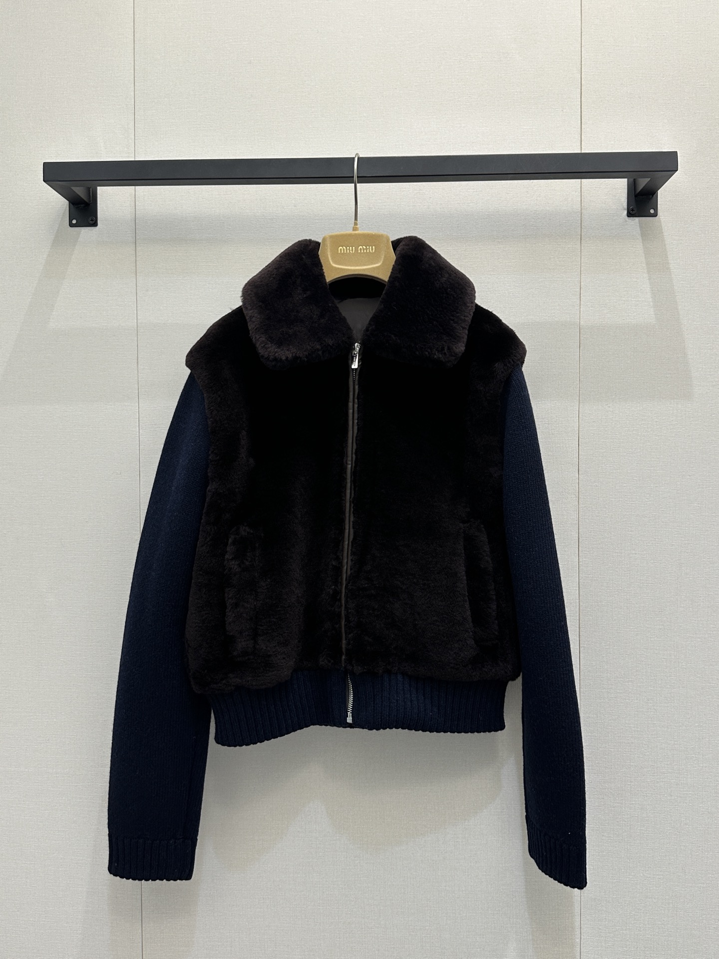 miumiu 미우미우 무스탕 믹스 캐시미어 자켓 재킷 의류