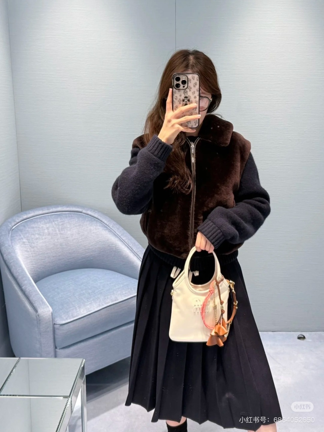 miumiu 미우미우 무스탕 믹스 캐시미어 자켓 재킷 의류