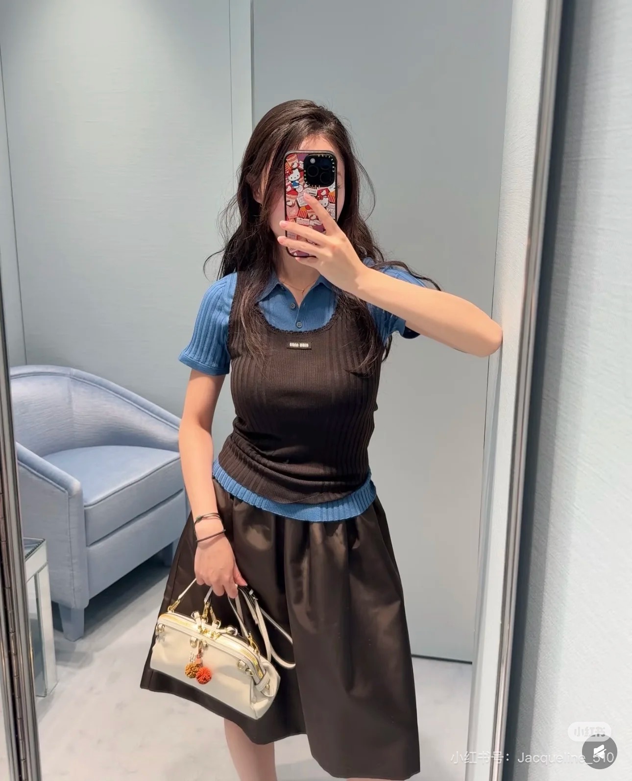 miumiu 미우미우 레이스 트림 울 민소매 니트 베스트 의류