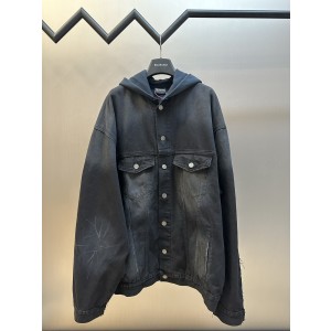 발렌시아가(Balenciaga) 자수 후드 데님 재킷 의류