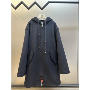 로에베(LOEWE) 가죽 로고 후드 롱 코트 의류