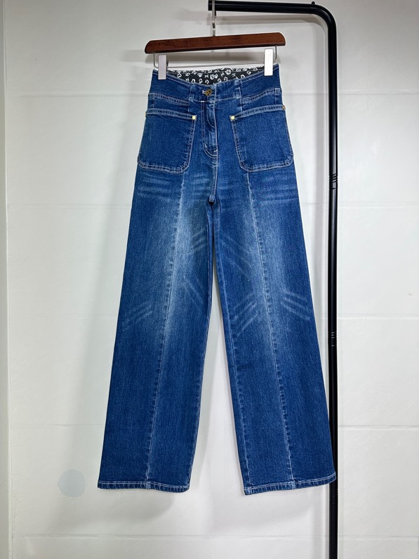 Chanel 샤넬 플로럴 라이닝 스트레이트 팬츠 청바지 의류