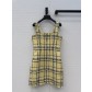 Balmain 발망 옐로우 블랙 체크 트위드 슬리브리스 원피스 의류