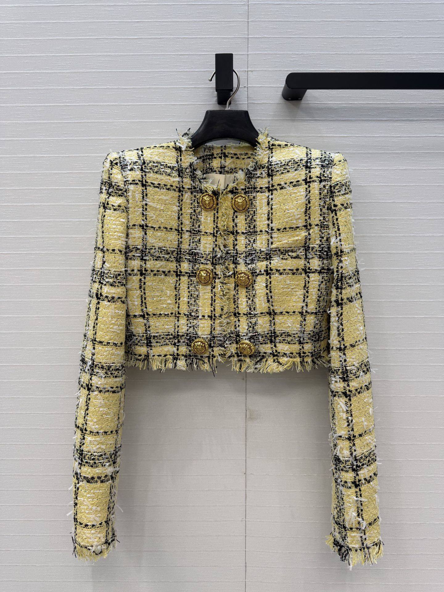 Balmain 발망 옐로우 블랙 체크 트위드 자켓 재킷 의류