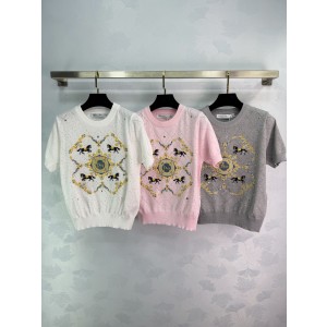 Dior 디올 호스(Horse) 엠브로이더리 쥬얼리 니트 반팔 의류