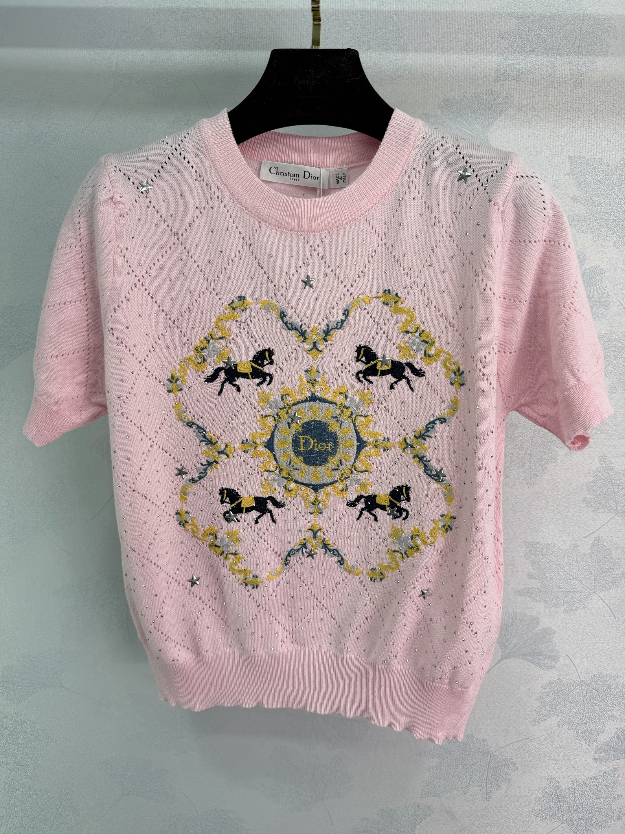 Dior 디올 호스(Horse) 엠브로이더리 쥬얼리 니트 반팔 의류