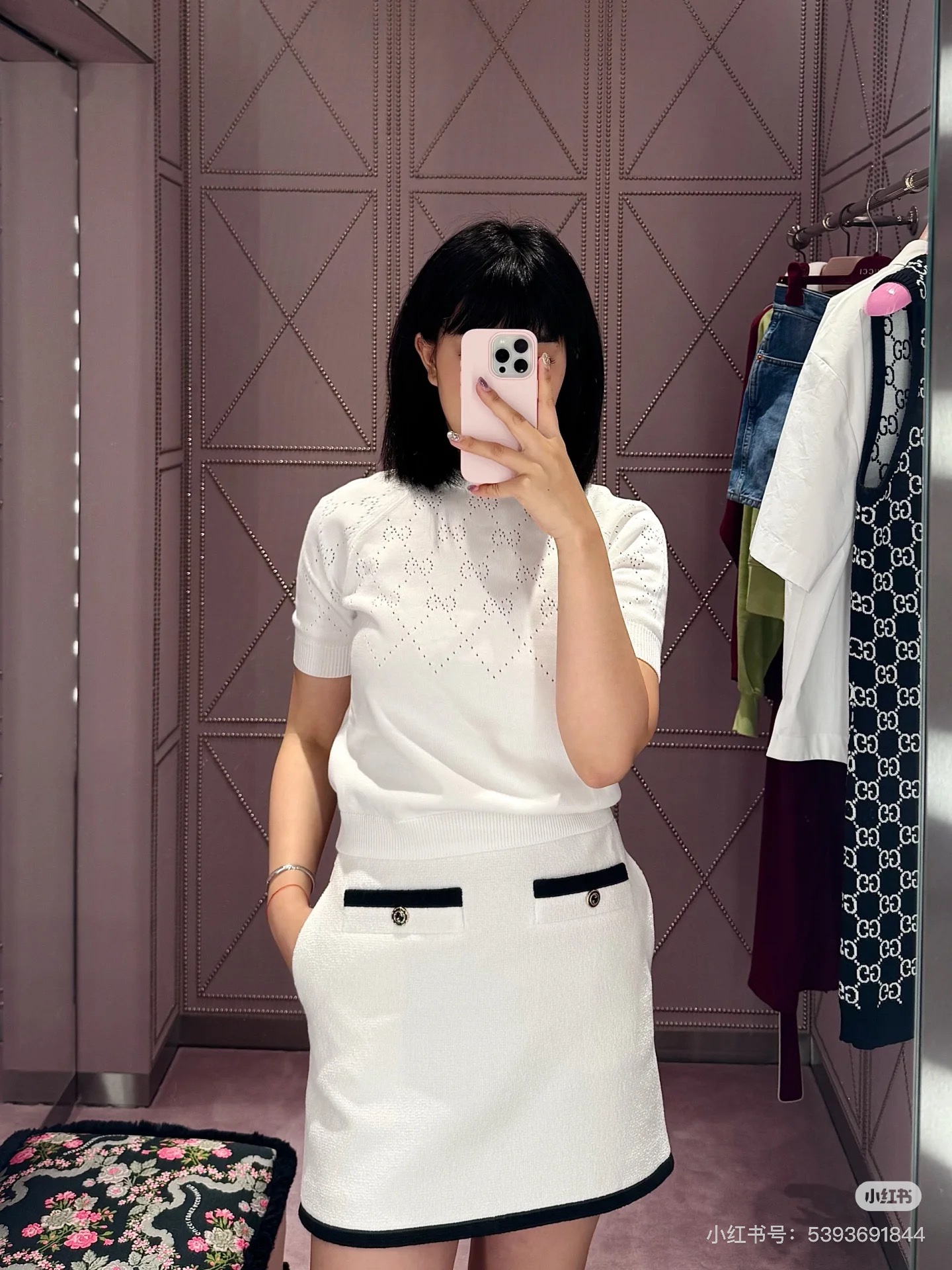 Gucci 구찌 GG 로고 펀칭 니트 반팔 의류